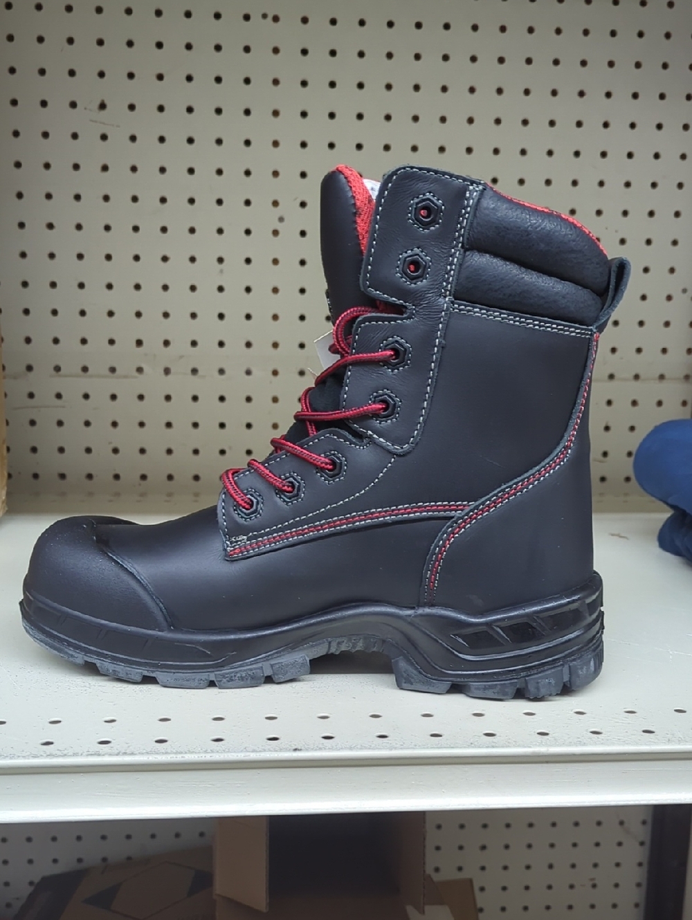 Men's Black Work Boot with Red Accents